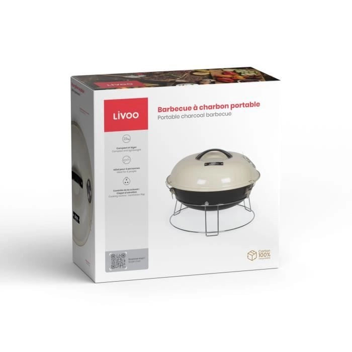 Barbecue a carbonella portatile - LIVOO - DOC301 - Champagne e nero