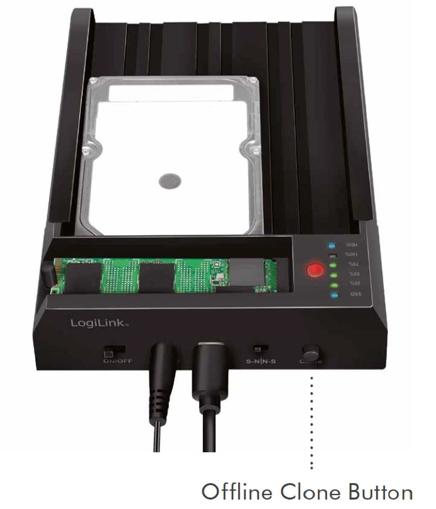 Box duplicazione esterna USB 3.2 Gen 2 Dual Bay Quickport One-Key Offline Clone Portatile