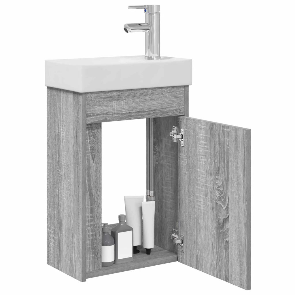 Mobile bagno con rubinetto Sonoma grigio 40,5 x 22,5 x 62 cm 889526
