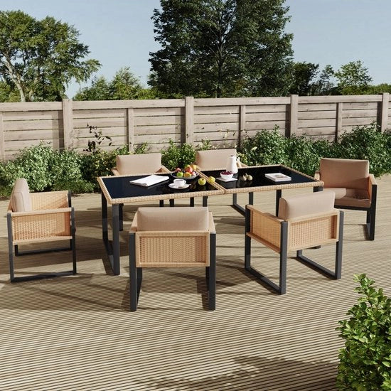 Set di mobili da giardino 6 posti - tavolo da pranzo - sedie - plastica