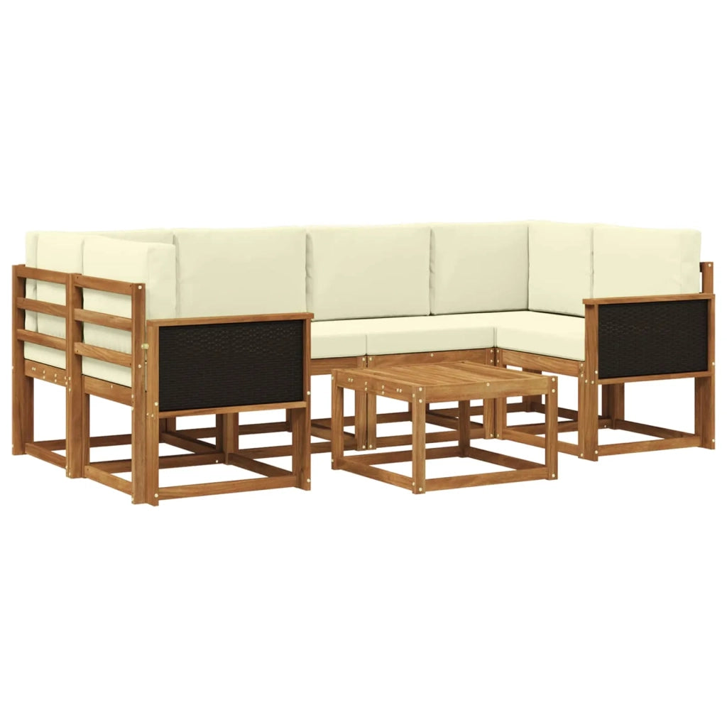 Set di divani da esterno con cuscino 5 pcs Naturale e Crema 3385021