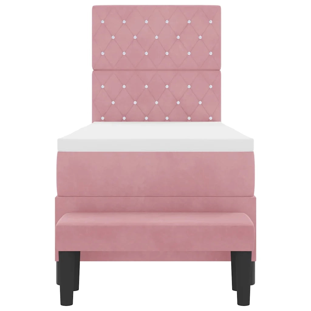 Letto a molle con testiera Rosa 200 x 80 cm Velluto 3344413