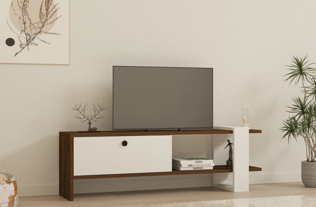 Porta TV in legno "Gaye" - 120 x 25 x 36 cm - Bianco
