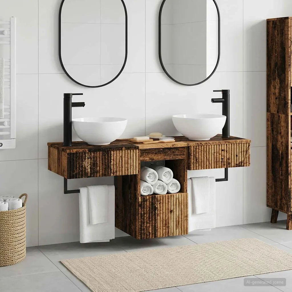 Set di mobili per il bagno 3 pz Legno antico 3405585