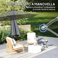 Ombrellone da Giardino Rotondo Inclinabile e Girevole, Manovella e Protezione UPF 50+, Ø3 m, Grigio Scuro
