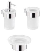 Set portaspazzolini, dosasapone e portasapone da muro Gedy linea Pirenei cromato