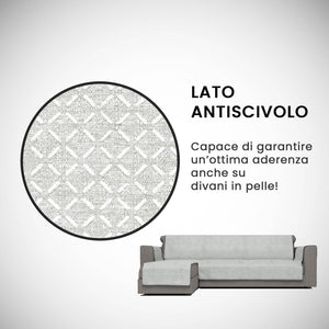 Copridivano in Poliestere con Penisola Sinistra Seduta 290 cm Grigio
