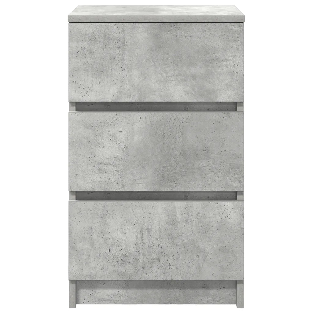 Comodino con 3 Cassetti-Tavolino da notte Grigio Cemento 39x35x65 cm