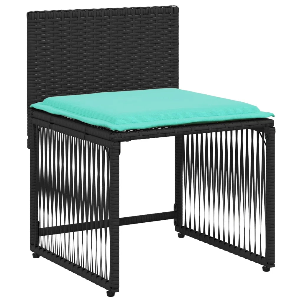 Set da pranzo da giardino da 7 pz con Cuscini in Polyrattan Nero 369017