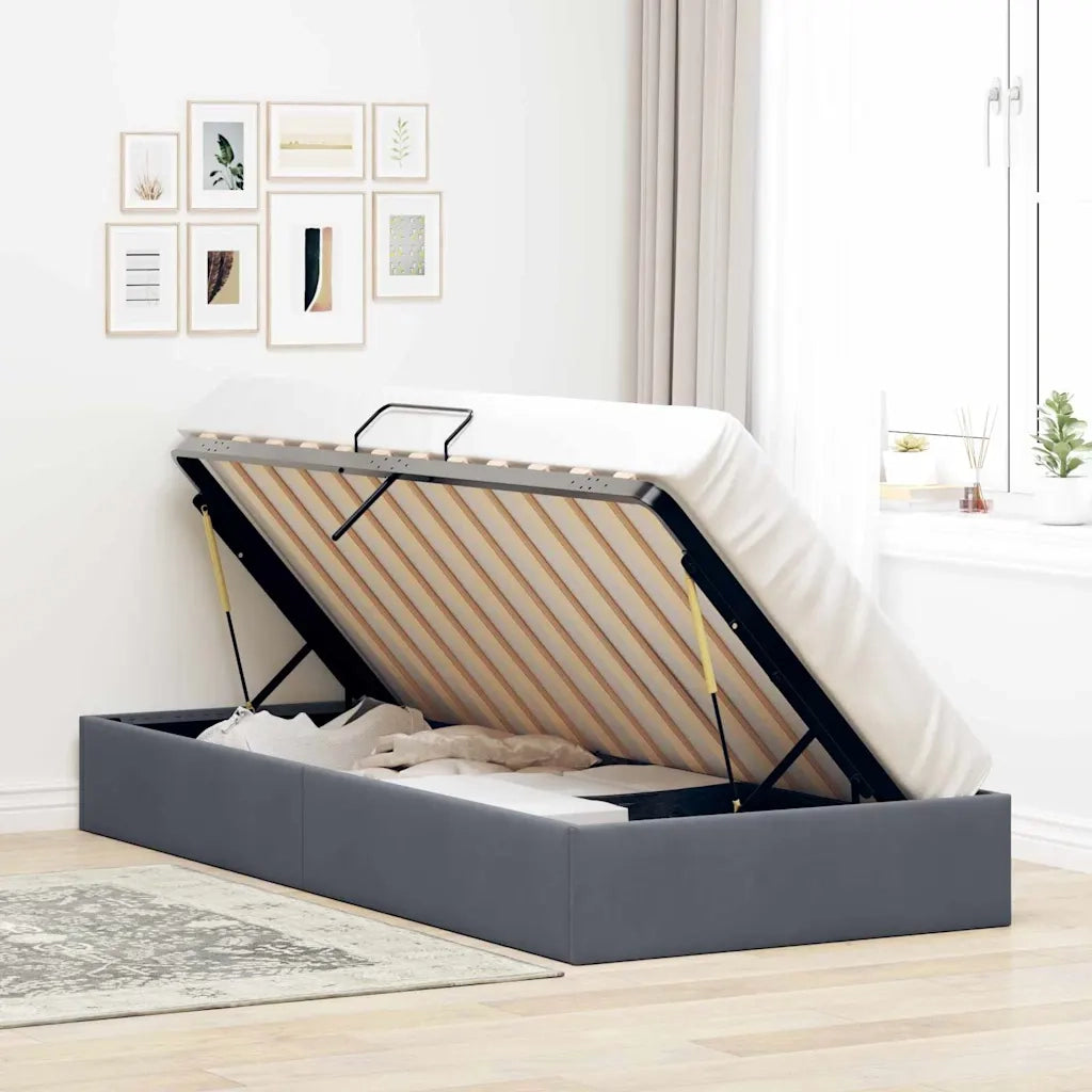Letto con Contenitore Grigio scuro 100 x 203 cm Velluto 3370133