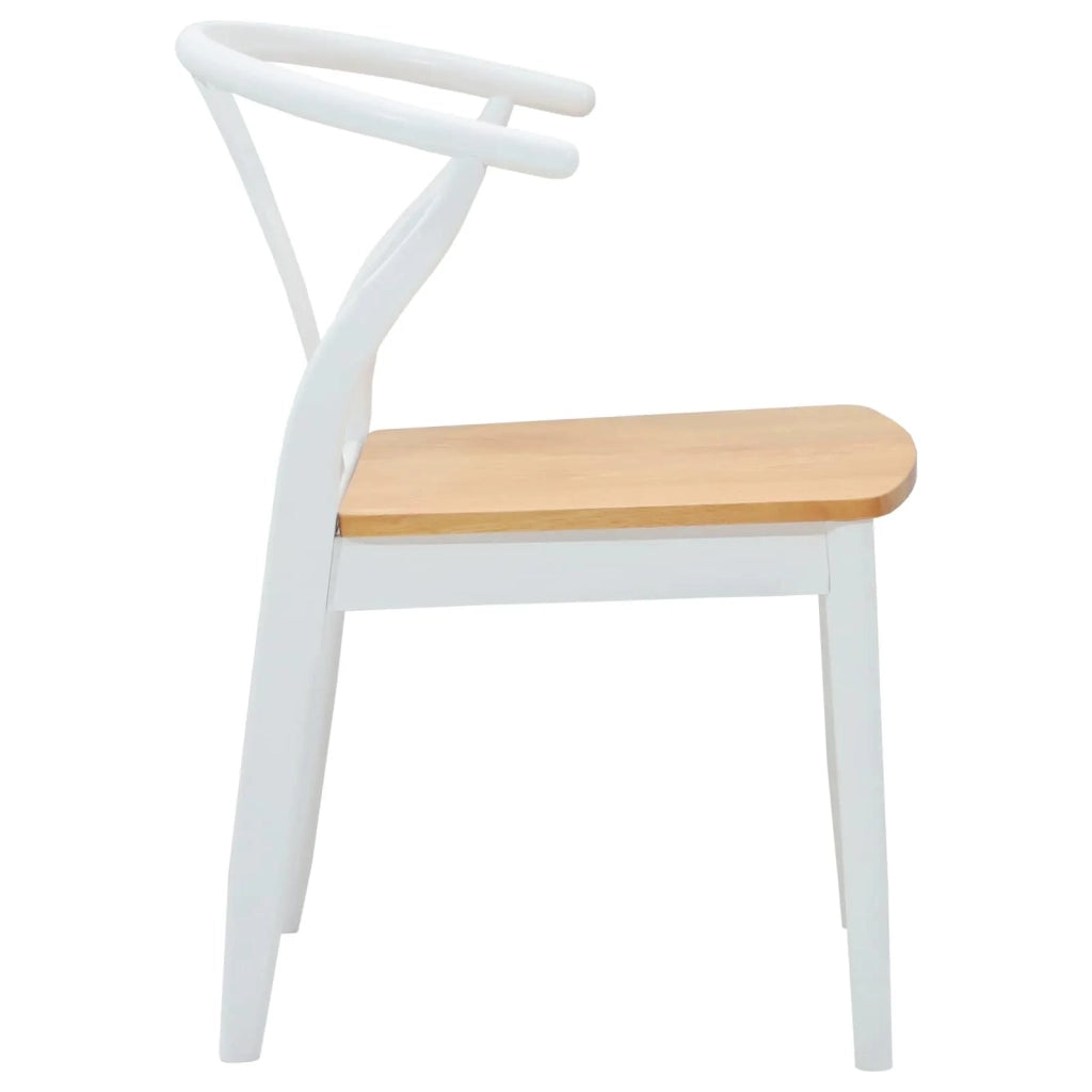 Sedia da pranzo 2 pcs Bianco e Naturale Legno di gomma solido