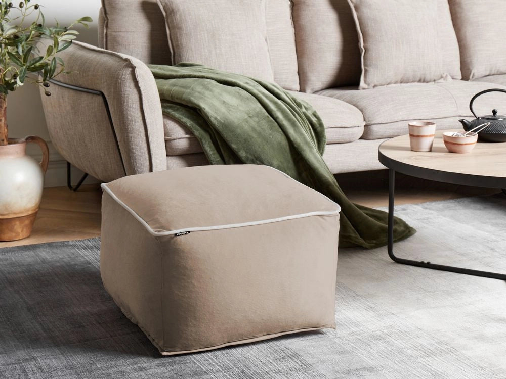 Pouf in velluto a tinta unita con imbottitura in EPS sabbia stile moderno quadrato