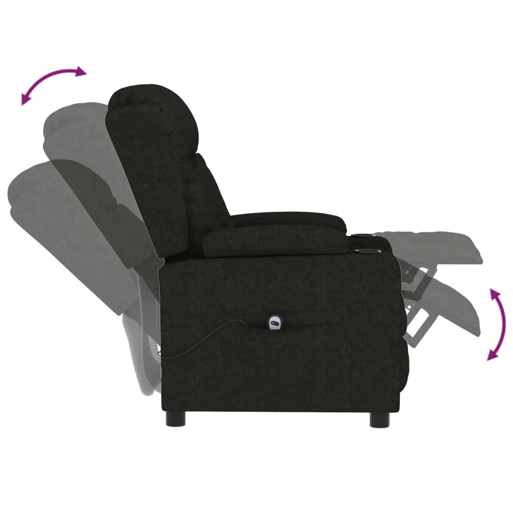 Poltrona | Sedia Relax Elettrica Reclinabile Nera in Tessuto