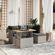 Set Divano da Giardino 6 pz con Cuscini Grigio in Polyrattan