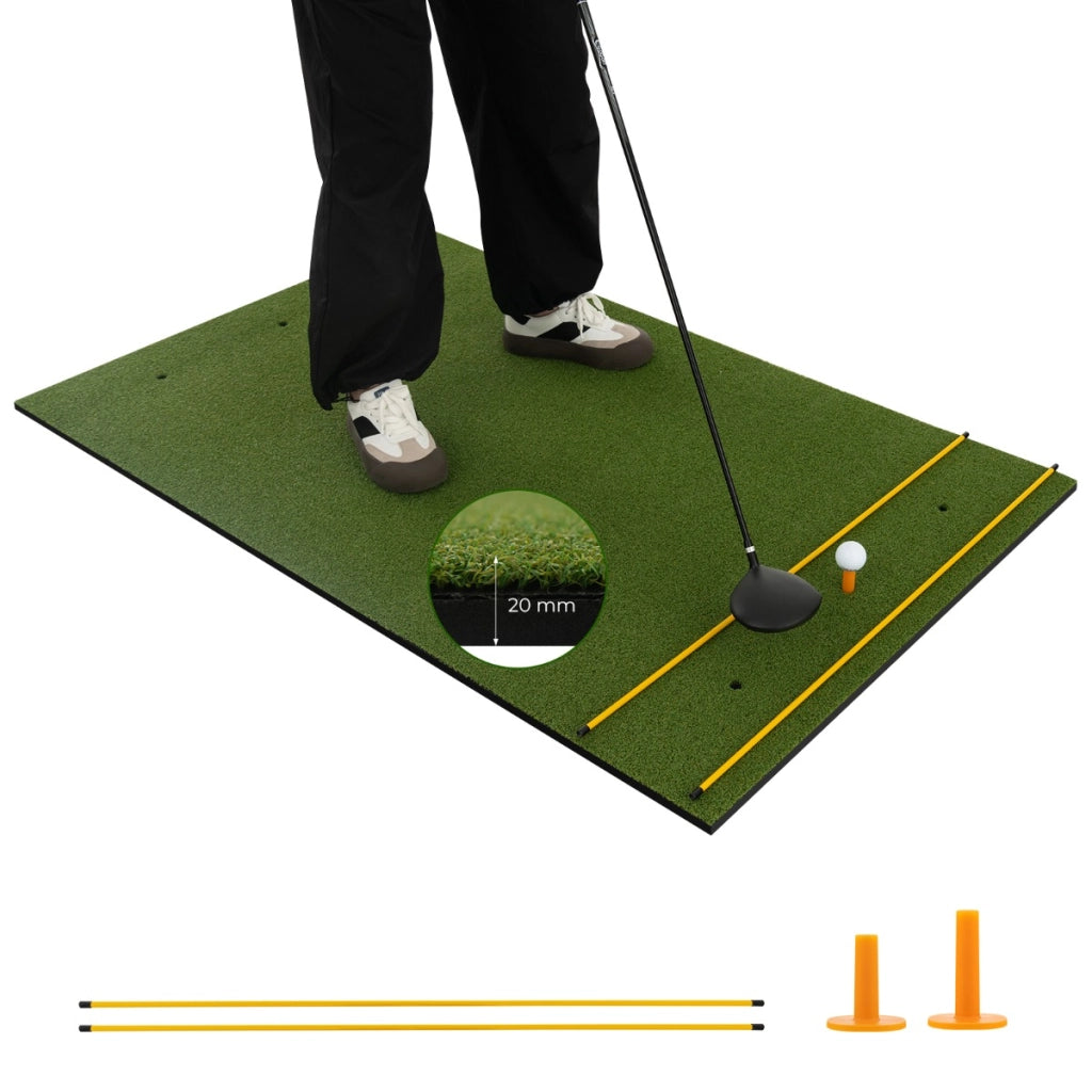Tappeto golf con 2 punte da golf 2 aste di allineamento 6 fori preforati per le punte, Tappeto in erba sintetica 152x117x2cm-Golf