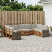 Set divano sezionale 9 pcs Naturale e Grigio Chiaro Poliestere