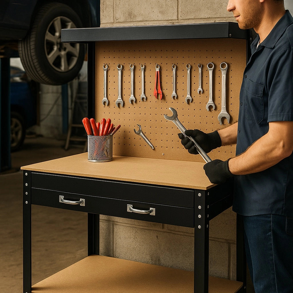 Banco da lavoro 1150x550x1400mm Tavolo da officina con parete forata