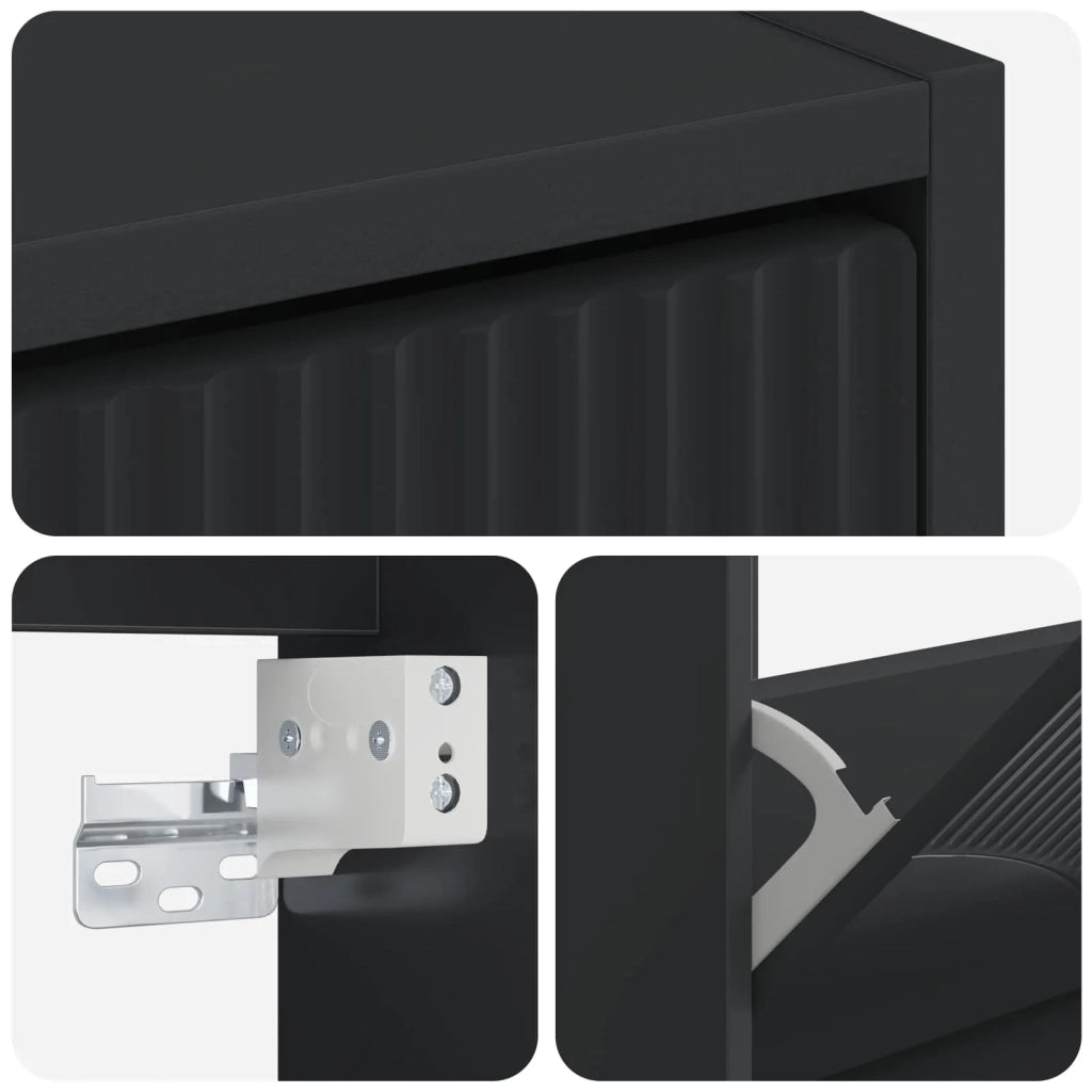 Mobiletto per Scarpe da Muro HOORN 71 x 17 x 43 cm Nero 897286