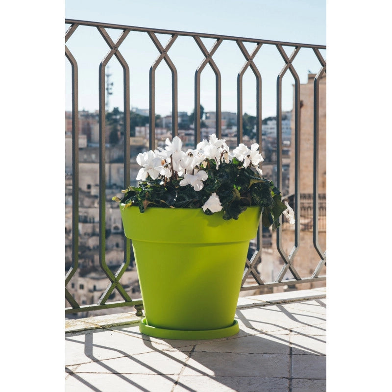 Vaso moderno di design Ø80 H70 in polimero bianco resistente per interno ed esterno - Made in Italy - Monacis
