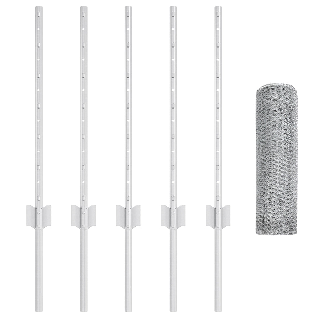 Pali per Recinzione  5 pcs U-Channel 60 cm Acciaio Galvanizzato