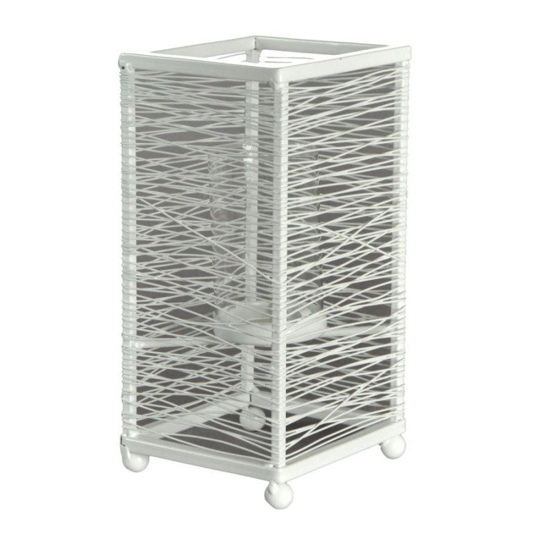 Portacandele metallo bianco piccolo cm 11x11h23