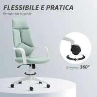 Sedia da Ufficio in Tessuto con Dondolo, Altezza Regolabile e Seduta Girevole, 63x63x117-127 cm, Verde