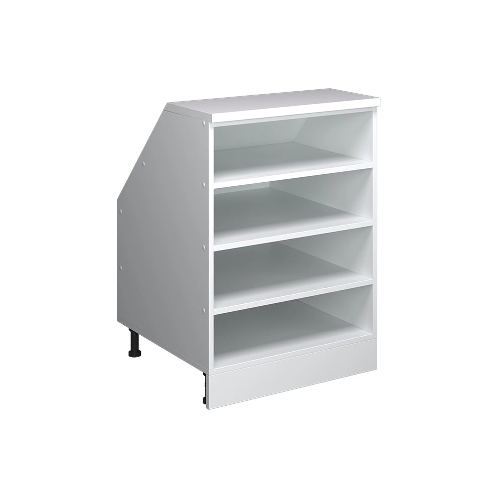 Mobile cucina sottotetto R-Line Bianco/Bianco 60 cm con 4 scomparti, carcassa 60 cm profondità Vicco