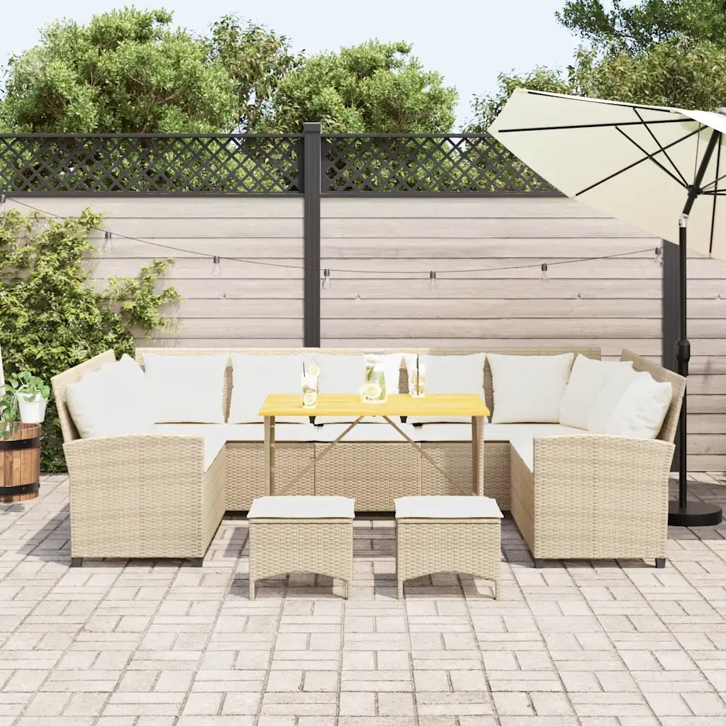 Set Divano da Giardino 4 pz con Cuscini Beige in Polyrattan