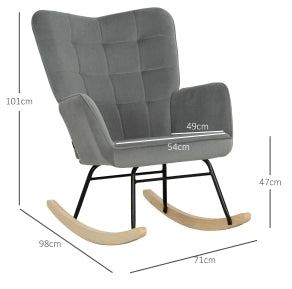 Poltrona a dondolo 98x71x101 cm con schienale trapuntato; poliestere; grigio scuro