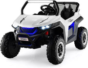 12V Auto Elettrico per Bambini, Macchina Fuoristrada a 2 Posti, Macchina Elettrica con Luci Suoni, Regalo per Bambini 3-8 Anni, 118x74x71 cm (Bianco)