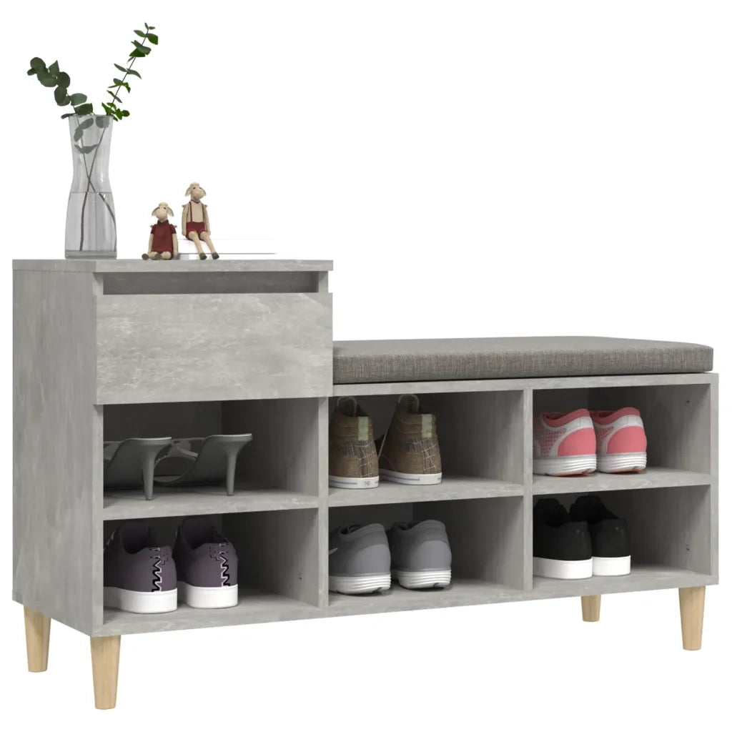 Scarpiera Grigio Cemento 102x36x60 cm in Legno Multistrato 821208