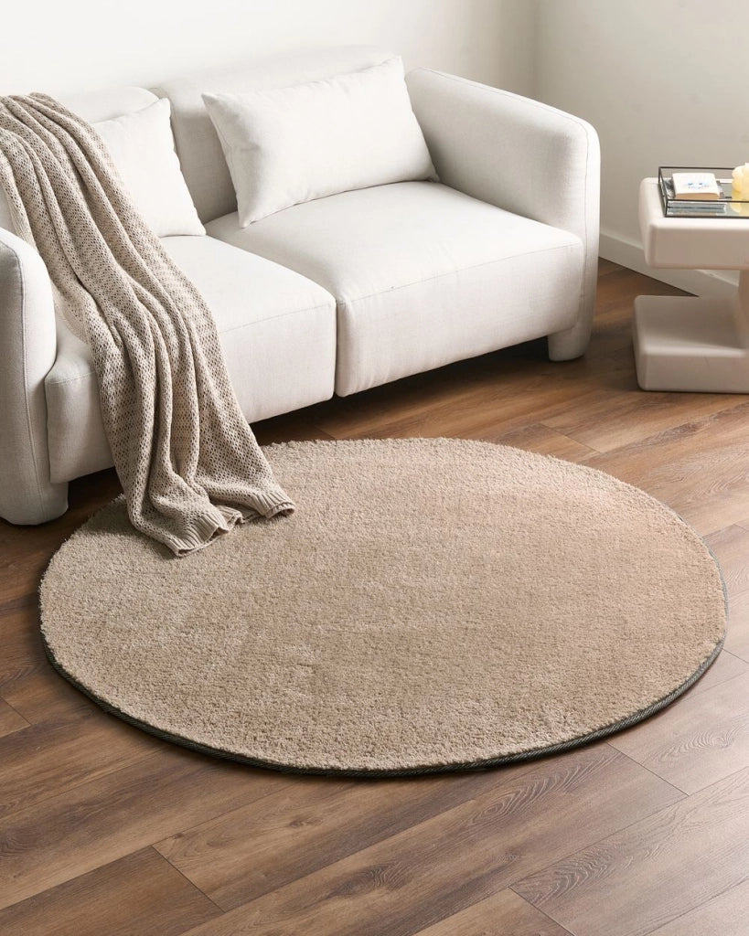 Tappeto in poliestere a pelo lungo tuftato a macchina 140 cm beige sabbia stile moderno