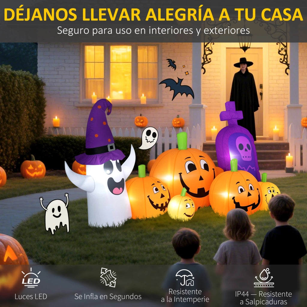 Zucca Inflatable Fantasma Lapide con Luci LED IP44 ¨C zephmum ¨C 240x130x130 cm Multicolor
