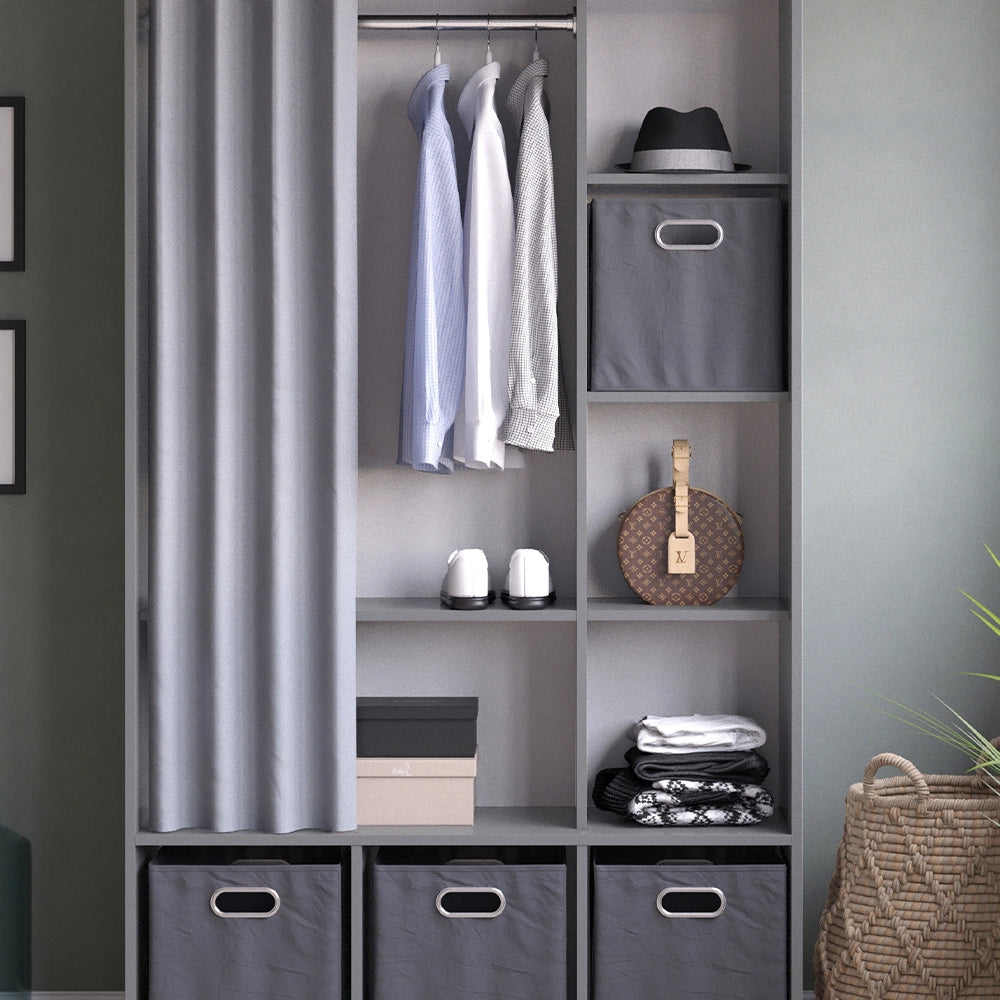 Vicco Armadio multifunzione Grigio 38 x 178.1 cm Con cassetti pieghevoli (grigio)