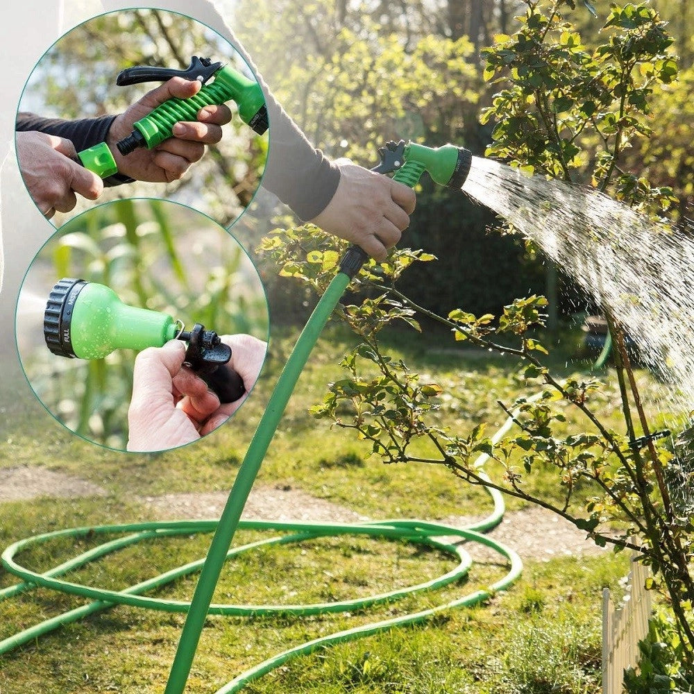 Trade Shop - Tubo Estensibile Giardino 2,5-7,5 Mt Pistola 7 Funzioni Per Irrigazione 9369405 -