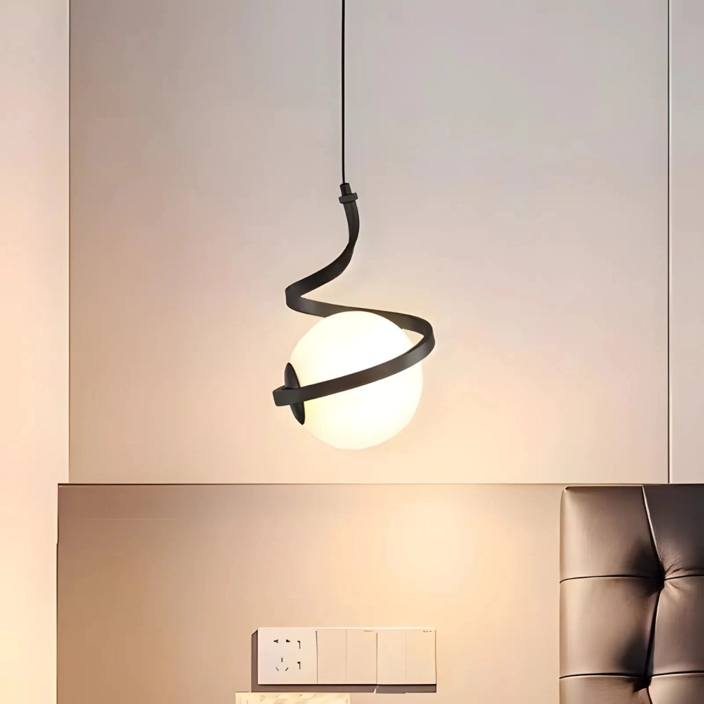 Lampada A Sospensione A Spirale Con Sfera In Vetro APP1732-1CP Black
