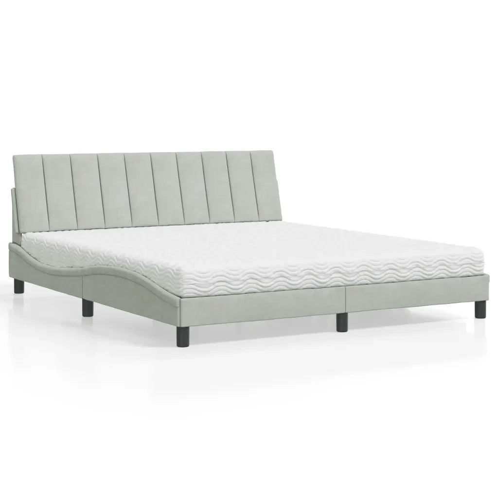 Letto con Materasso Hanko Grigio Chiaro 180x200 cm in Velluto 3208610