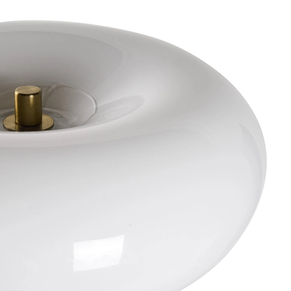 Lampada da terra a LED con paralume ovale in vetro bianco e base in metallo con dimmer, stile retrò