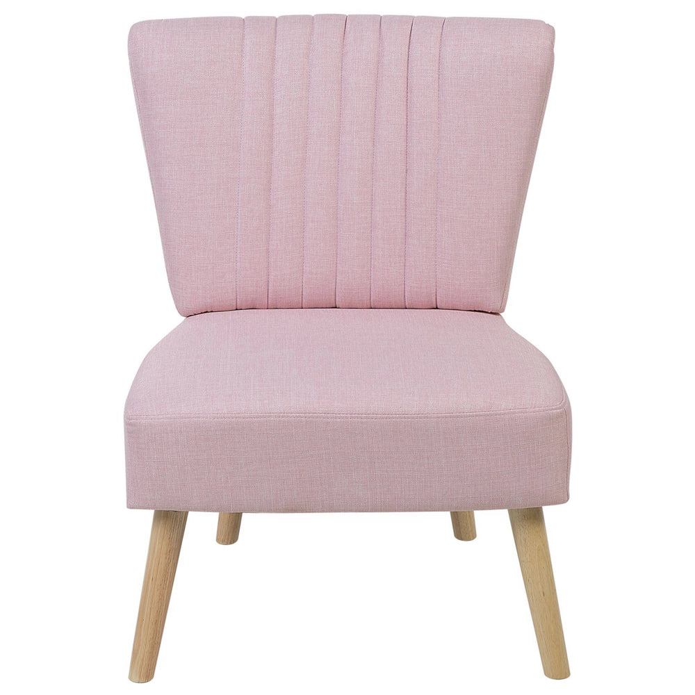 Poltrona rosa soggiorno Gambe in legno capitonné verticali senza braccioli