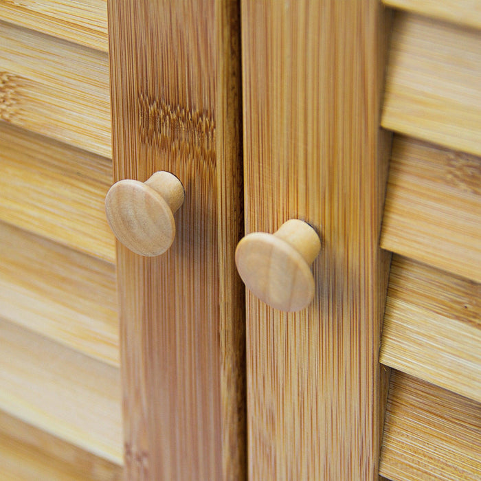 Armadio scaffale piccolo mobile tavolo 2 ante bambù bagno soggiorno multifunzione 92 cm 3213056