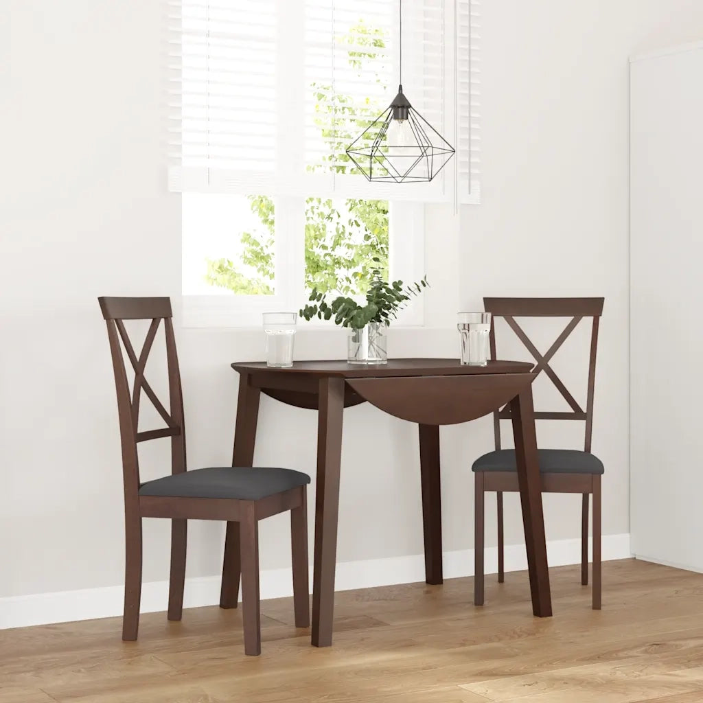 Sedie da Pranzo con Cuscini 2pz Marrone Legno Massello di Hevea