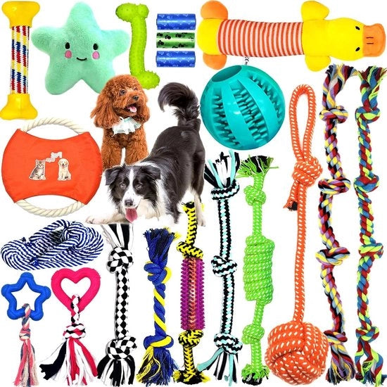 20 pezzi di giocattoli per cani corda interattiva corda per cani giocattolo robusto per mordere - giocattolo duraturo per cani piccoli grandi e di taglia media.