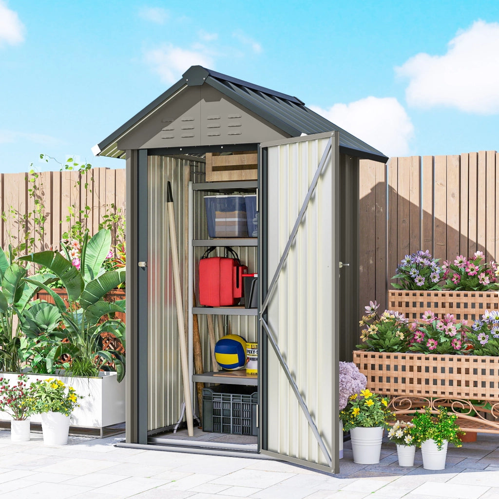 Casetta da giardino in metallo ¨C Zephmum ¨C Grigio 122x121x192 cm