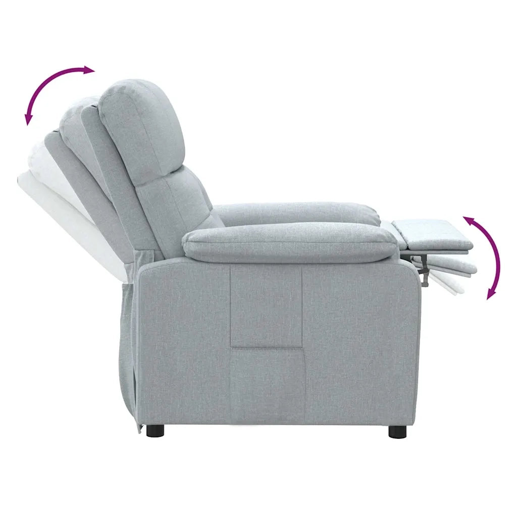 Divano Sedia-Poltrona Reclinabile in Tessuto Grigio Chiaro 523261