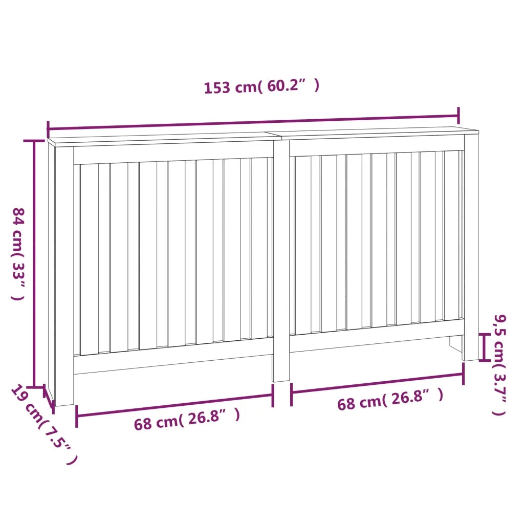 Copertura Termosifone 153x19x84 cm in Legno Massello di Pino CFW2857100