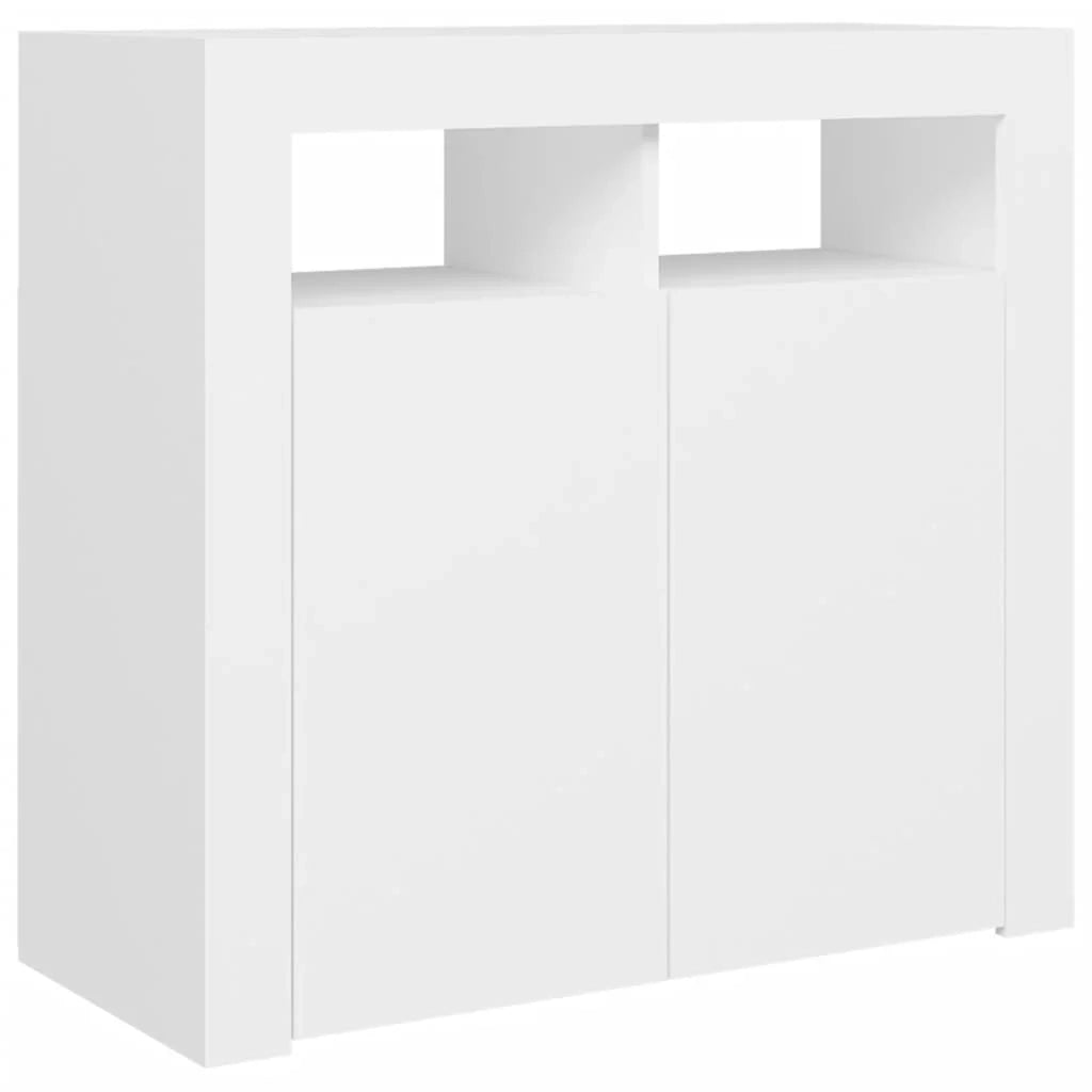 Buffet credenza cassettiera mobiletto mobile contenitore organizer per cucina soggiorno salotto con luci LED 80 x 35 x 75 cm bianco 02_0029858