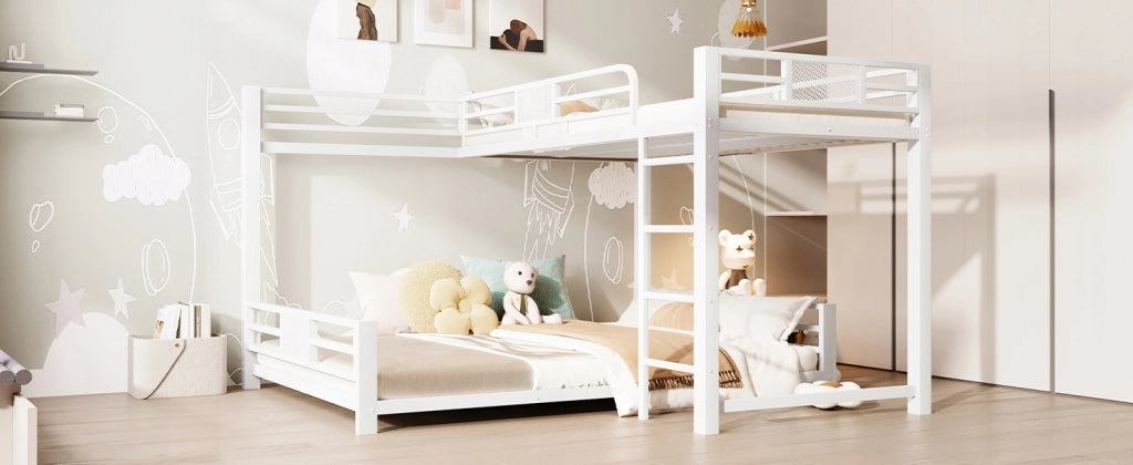 Letto a castello L - Xylo - 90x200 su 140x200 - Bianco