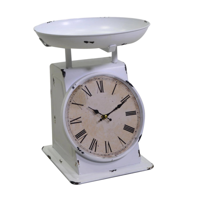Orologio metallo bianco tondo cm 29x27x29