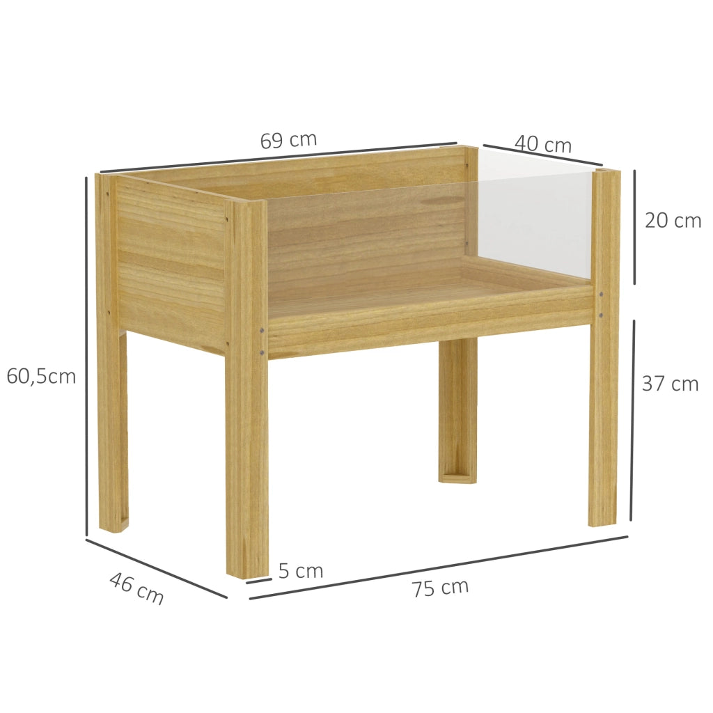 Vaso da giardino sopraelevato con pannelli in acrilico ¨C Minimal ¨C 75x46x60,5 cm, naturale