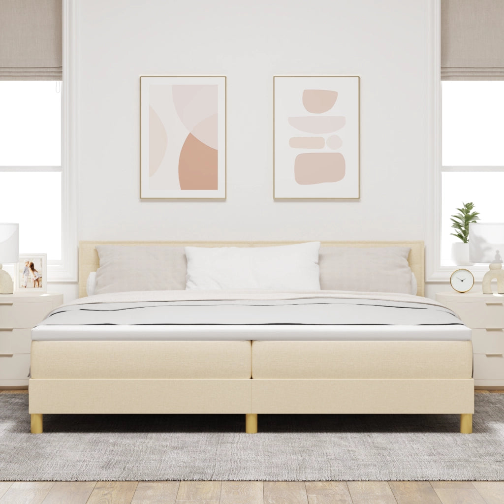 Letto a molle con materasso e LED Panna 200x200 cm Tessuto